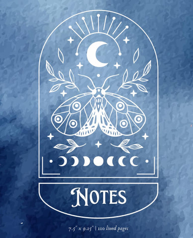 Moth and Moon Blank Lined Notebook